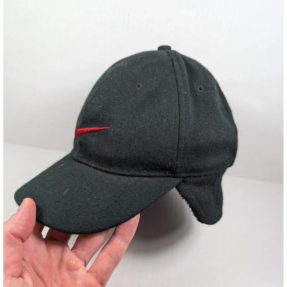 Vintage Nike Trapper Hat L/XL Black Fleece Lined Ear Flaps